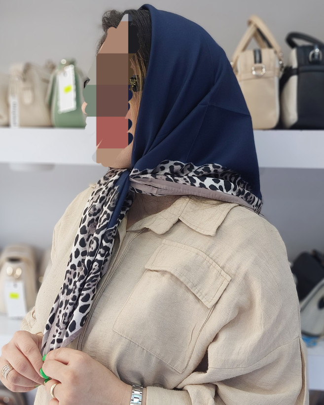 روسری ساتن ترک طرح حاشیه پلنگی