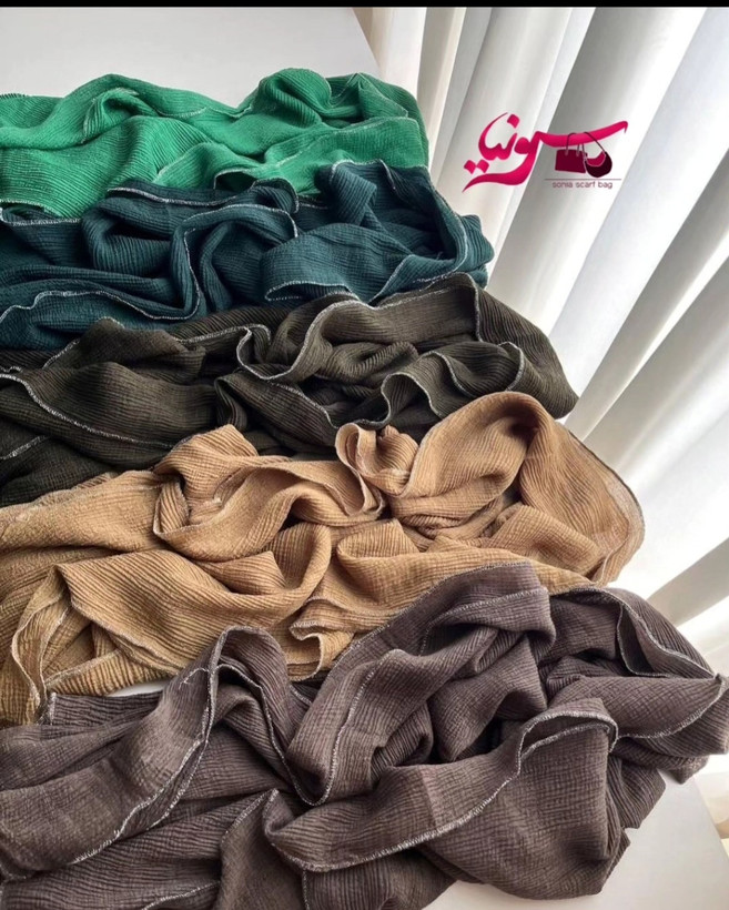 شال برشکا دورلمه نقره ای وارداتی منگوله دار
