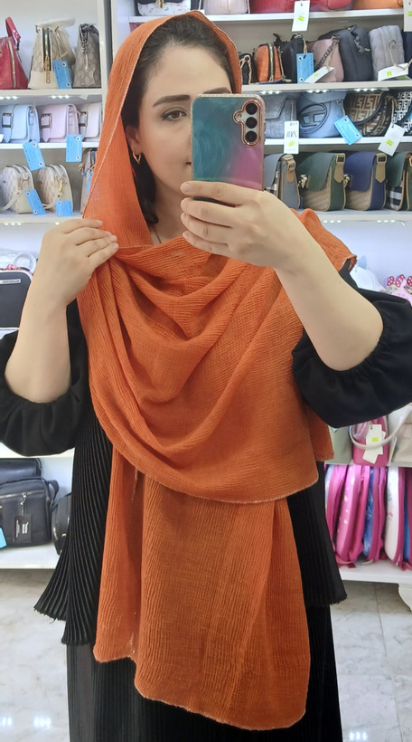 شال برشکا دورلمه نقره ای وارداتی منگوله دار