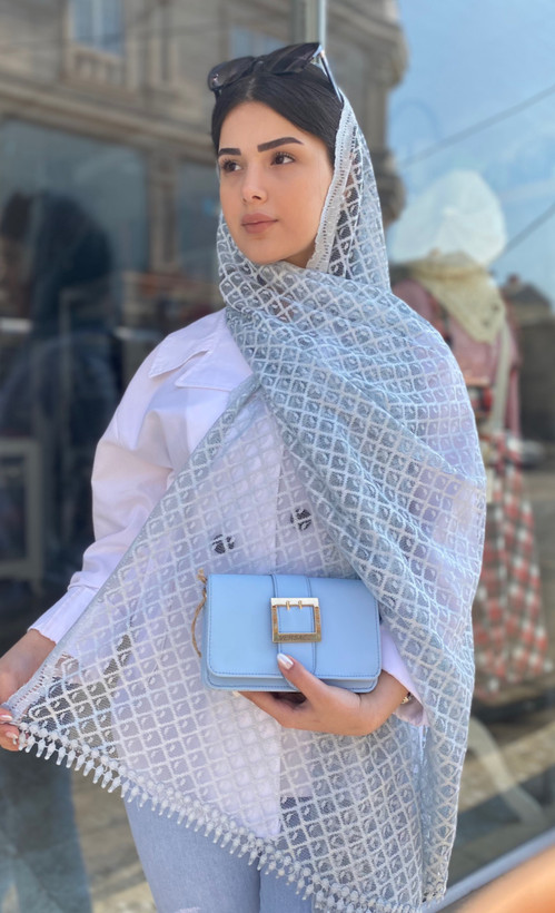 شال وارداتی تمام تور دور یکطرف موجی یکطرف اشکی