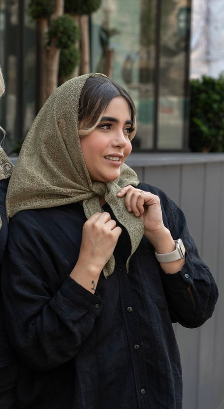اسکارف تمام تورسه گوش شایندار رنگ سبز عرض ۹۰