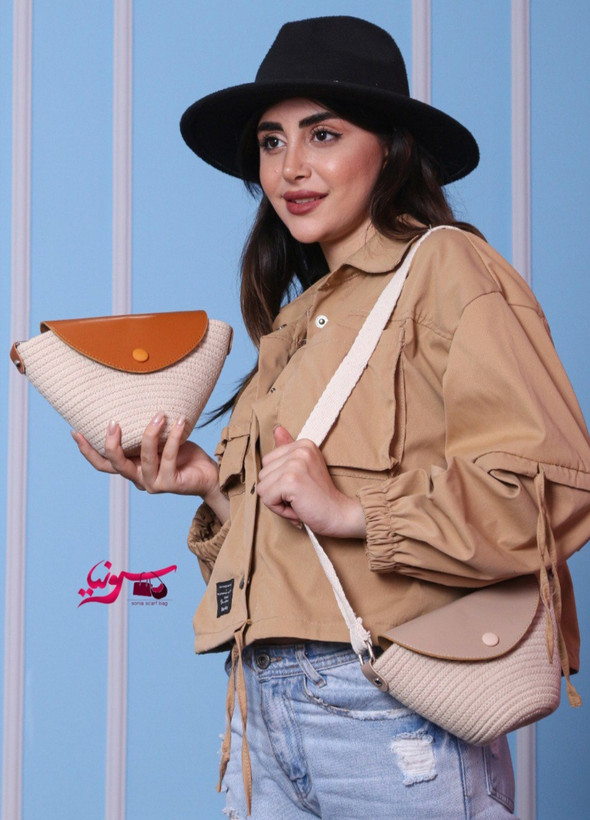 کیف ترکیبی کنفی قیطانی چرم