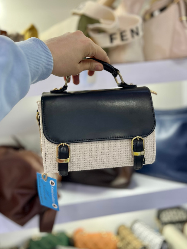 کیف ترکیبی کنفی چرمی دستی