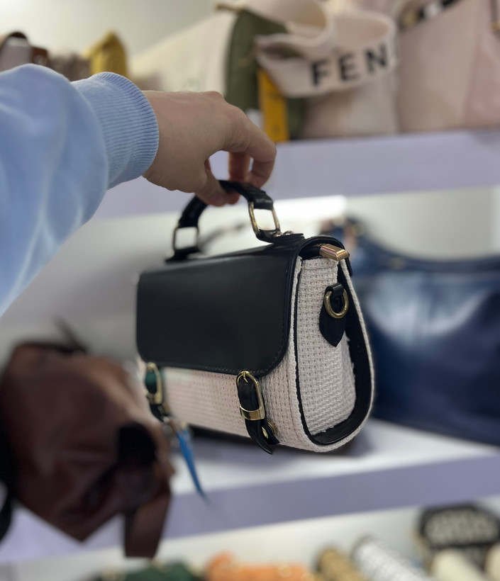 کیف ترکیبی کنفی چرمی دستی