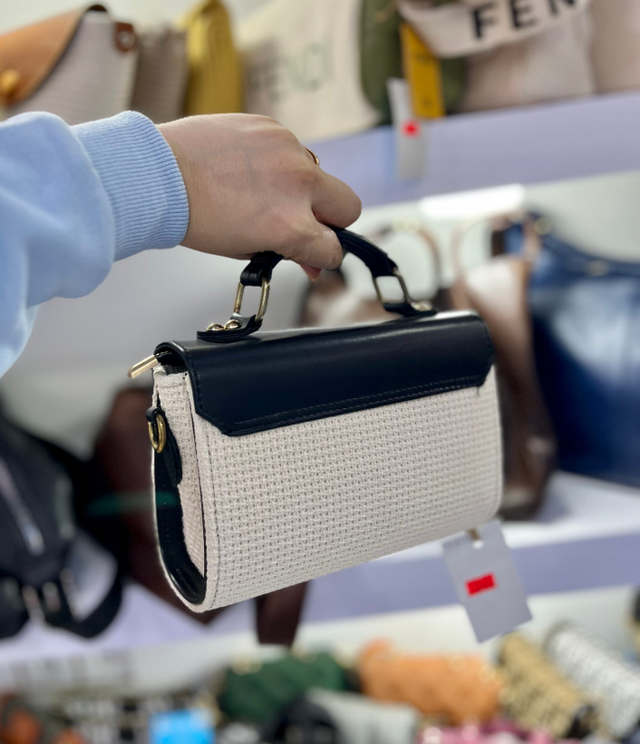 کیف ترکیبی کنفی چرمی دستی