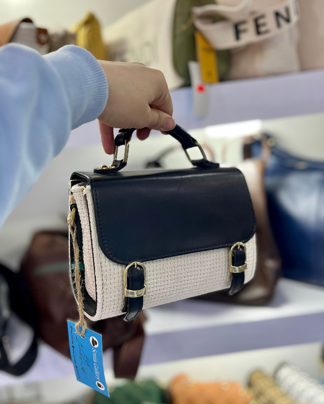 کیف ترکیبی کنفی چرمی دستی