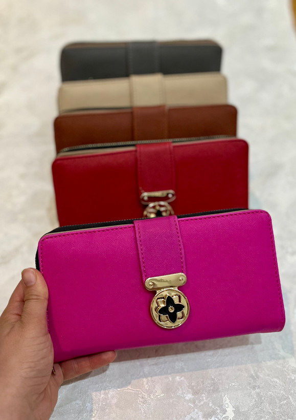 کیف پول دخترانه چرممصنوعی قفل گلدار