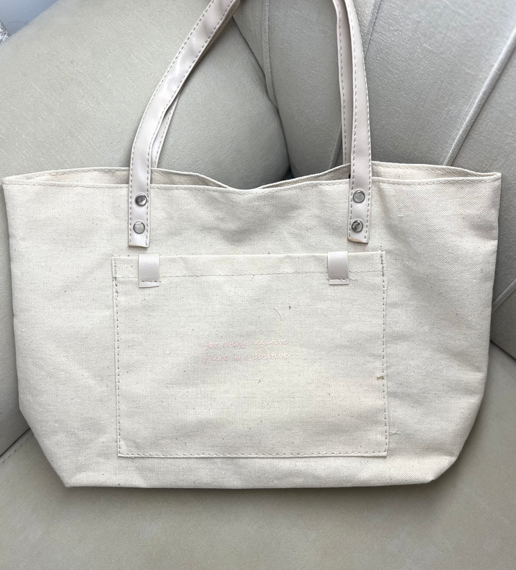 کیف پارچه ای لینن با دسته چرمی